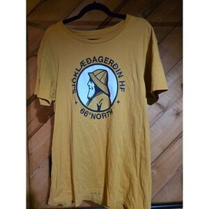 66 North Mens Sjoklaedagerdin HF Fisherman Graphic T-Shirt Yellow Large L
